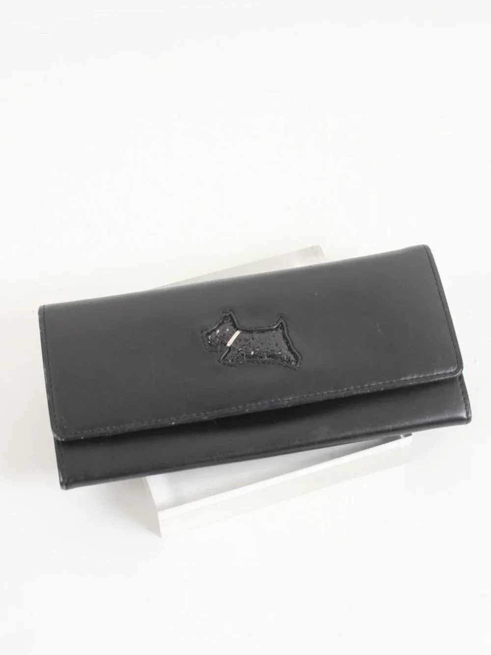 Radley London Black Leather Scottie Dog Long Wallet Checkbook Clutch Organizer